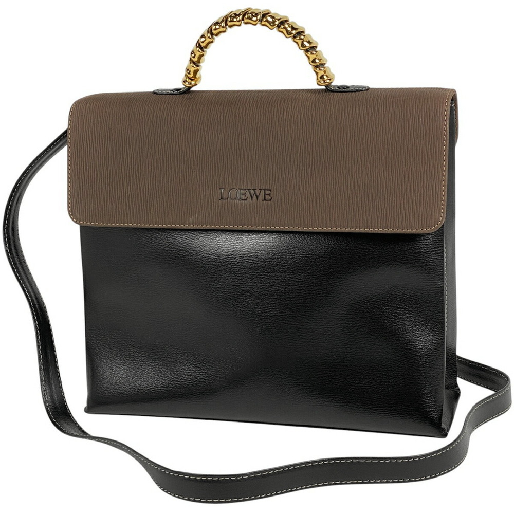 Loewe Velzquez handbag logo shoulder bag leather black brown